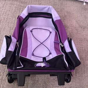 Purple and Black Rolling Backpack